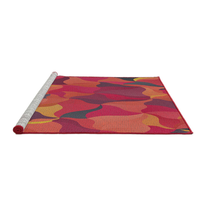 Serging Thickness of Machine Washable Transitional Red Rug, wshpat2595