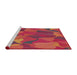 Serging Thickness of Machine Washable Transitional Red Rug, wshpat2595