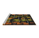 Serging Thickness of Machine Washable Transitional Brown Rug, wshpat2596