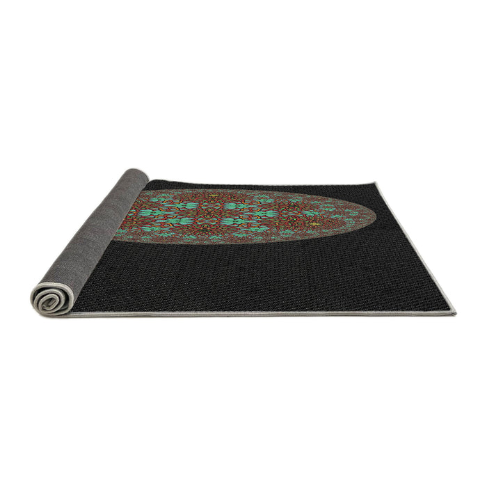 Thickness of Patterned Black Novelty Rug, pat260