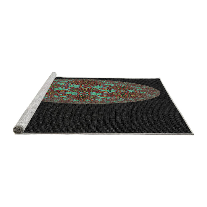 Serging Thickness of Machine Washable Transitional Black Rug, wshpat260