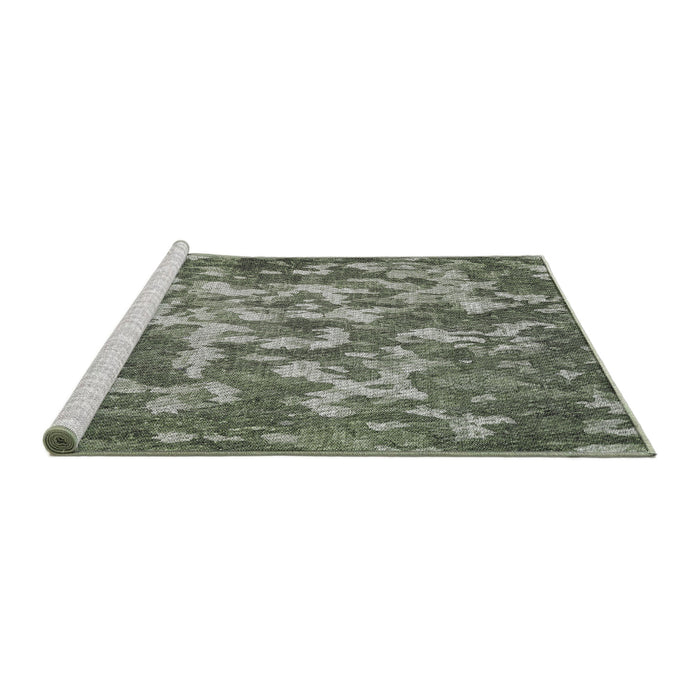 Serging Thickness of Machine Washable Transitional Sage Green Rug, wshpat2600
