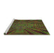 Serging Thickness of Machine Washable Transitional Green Rug, wshpat2604