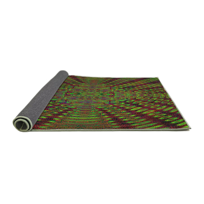 Thickness of Patterned Green Novelty Rug, pat2604