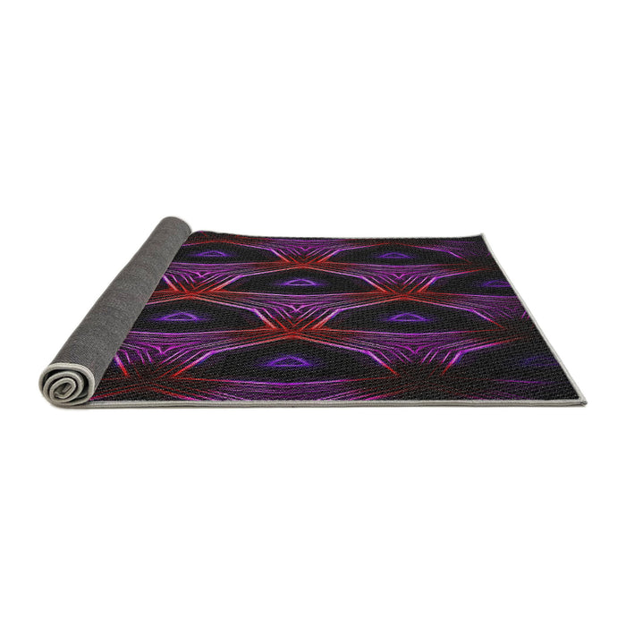 Thickness of Patterned Purple Novelty Rug, pat2608