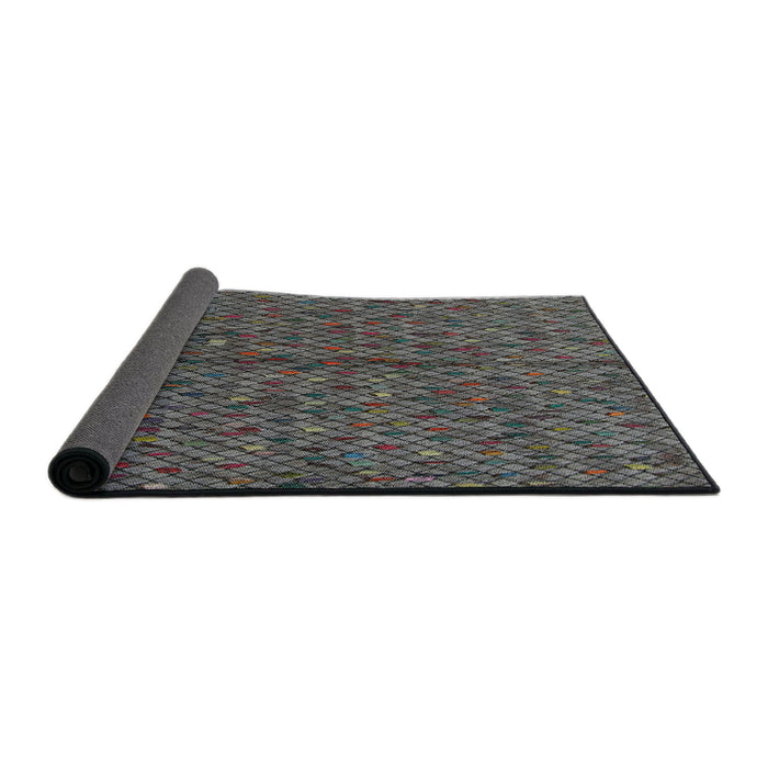 Thickness of Patterned Gunmetal Gray Novelty Rug, pat2611