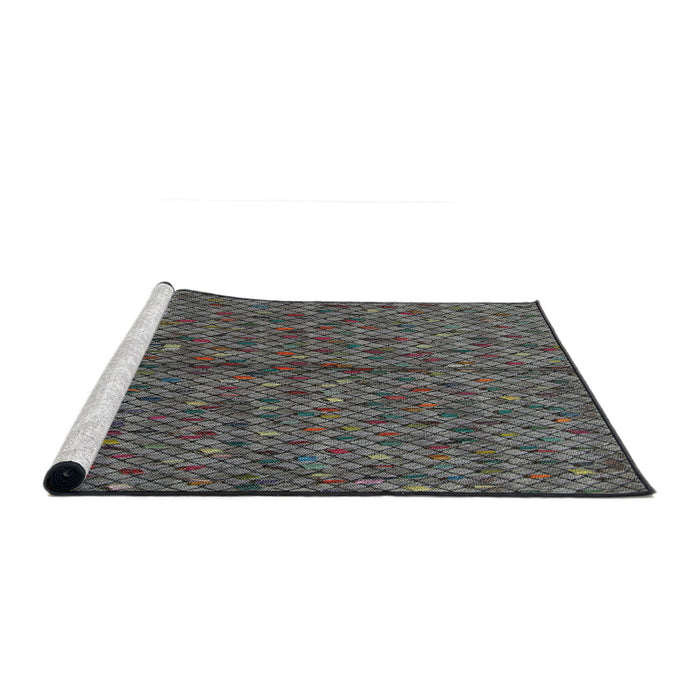 Serging Thickness of Machine Washable Transitional Gunmetal Gray Rug, wshpat2611