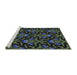 Serging Thickness of Machine Washable Transitional Grayish Turquoise Green Rug, wshpat2618