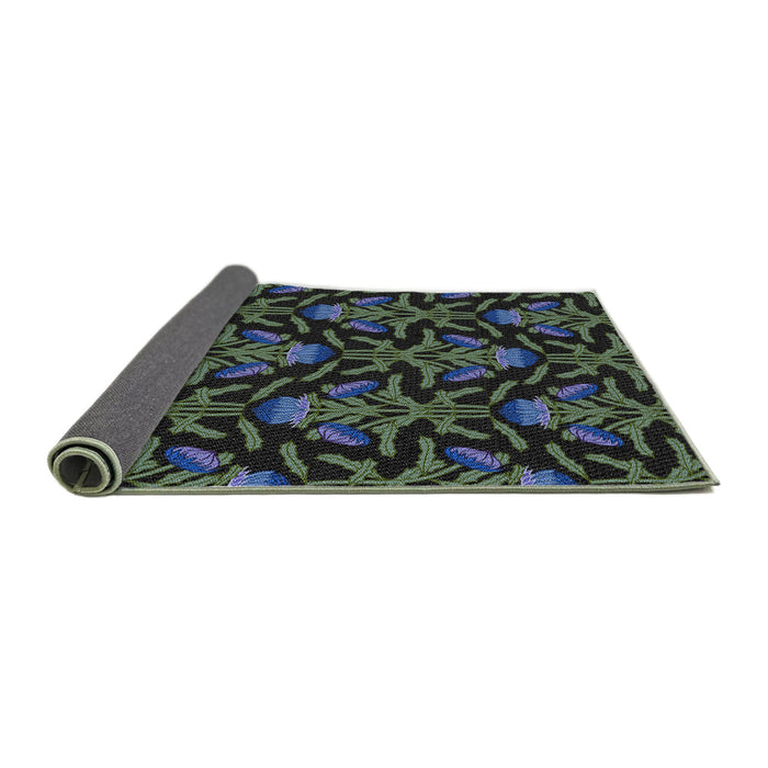 Thickness of Patterned Grayish Turquoise Green Modern Rug, pat2618