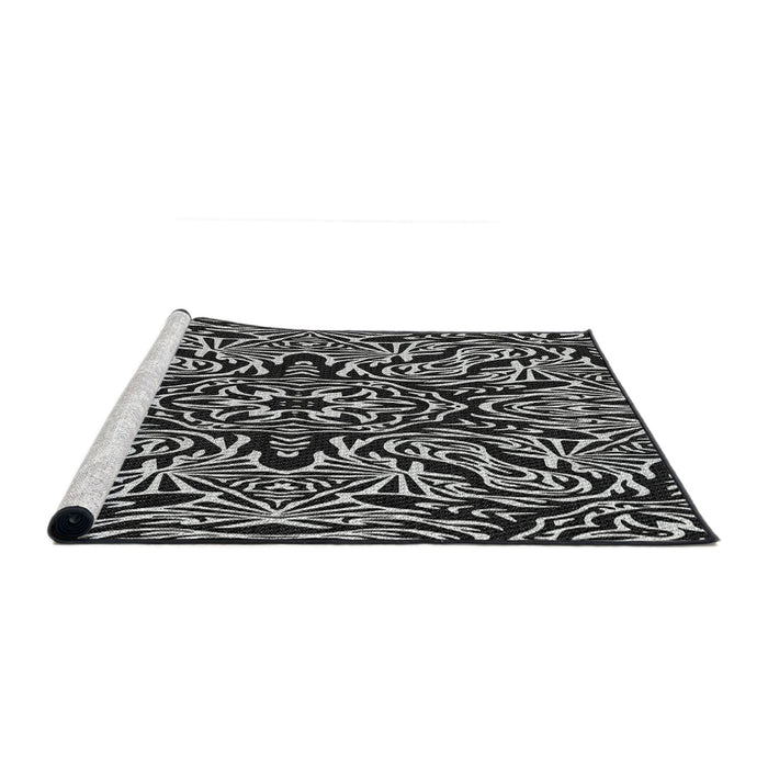 Serging Thickness of Machine Washable Transitional Black Rug, wshpat2623