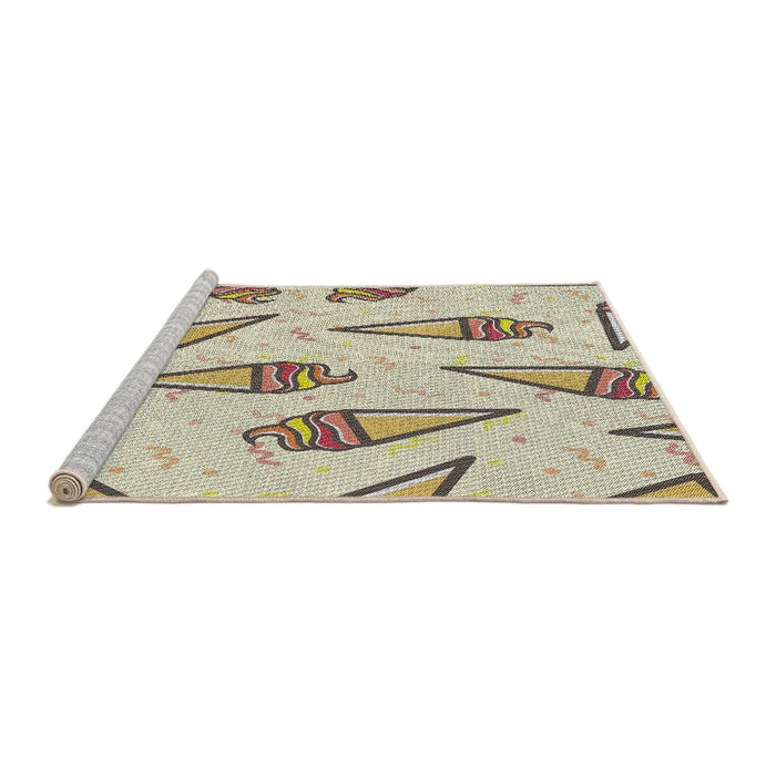 Serging Thickness of Machine Washable Transitional Brown Rug, wshpat2625