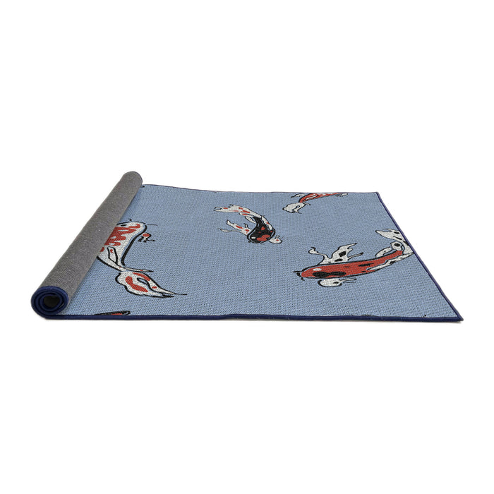 Thickness of Patterned Jeans Blue Novelty Rug, pat2627
