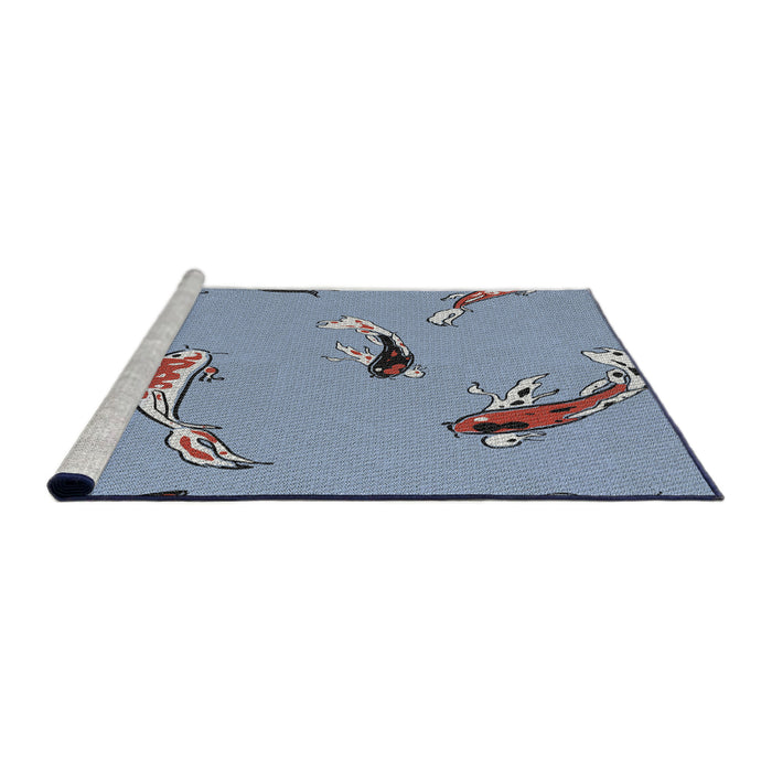 Serging Thickness of Machine Washable Transitional Jeans Blue Rug, wshpat2627