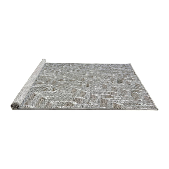 Serging Thickness of Machine Washable Transitional Light Gray Rug, wshpat2631