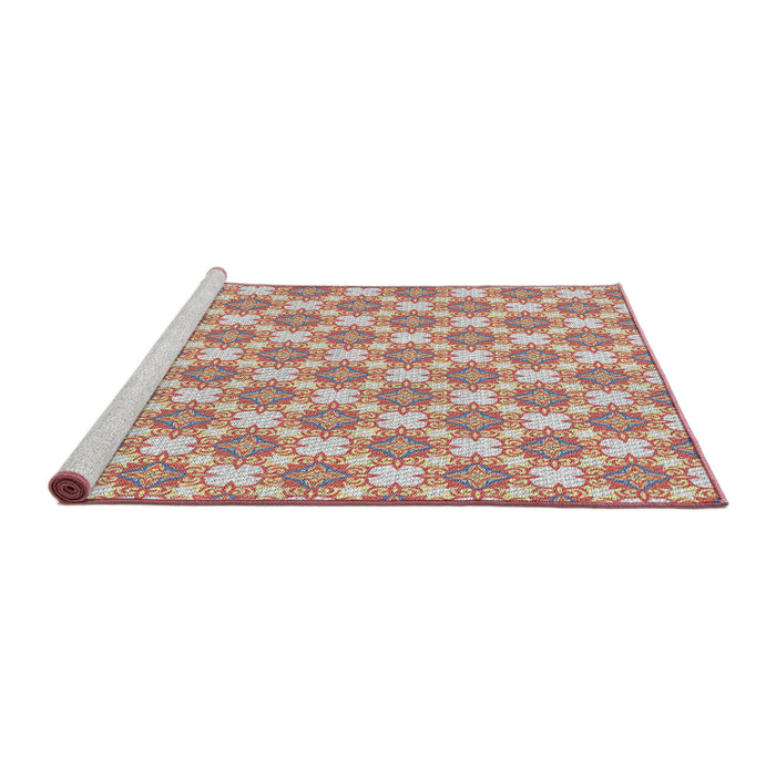 Serging Thickness of Machine Washable Transitional Cherry Red Rug, wshpat2635