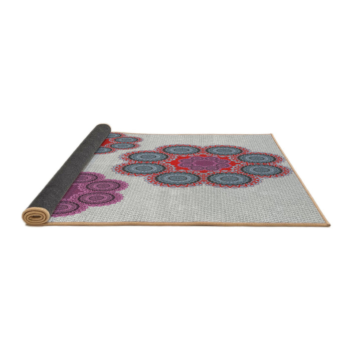 Thickness of Patterned Mauve Taupe Purple Novelty Rug, pat2637