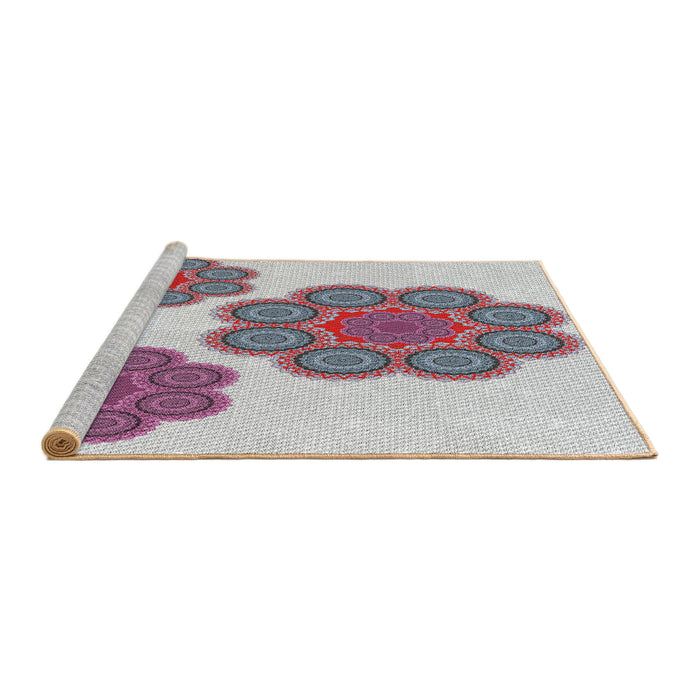 Serging Thickness of Machine Washable Transitional Mauve Taupe Purple Rug, wshpat2637