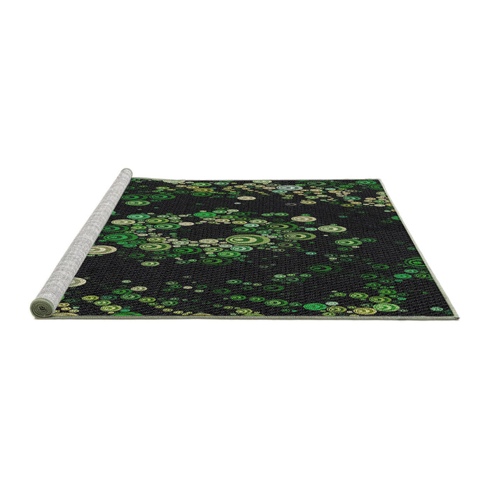 Serging Thickness of Machine Washable Transitional Forest Green Rug, wshpat264