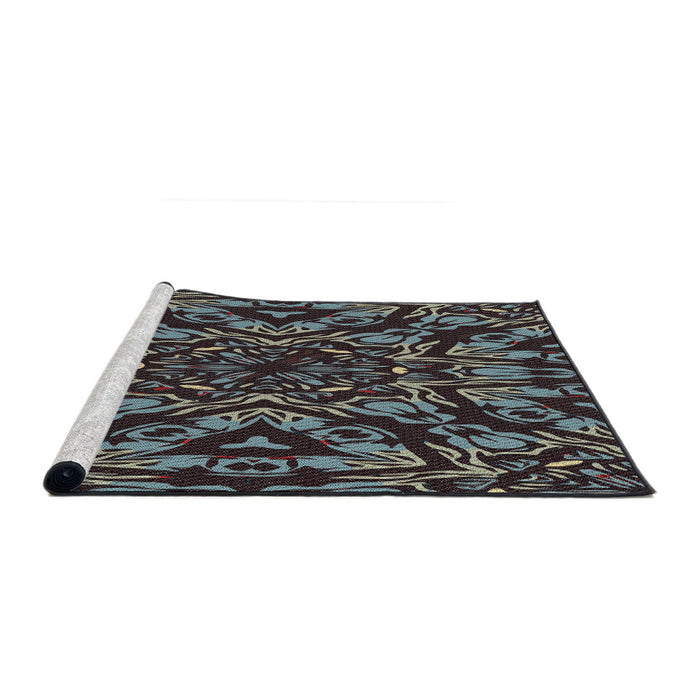 Serging Thickness of Machine Washable Transitional Silver Gray Rug, wshpat2643