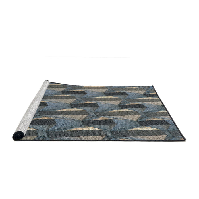 Serging Thickness of Machine Washable Transitional Gunmetal Gray Rug, wshpat2645