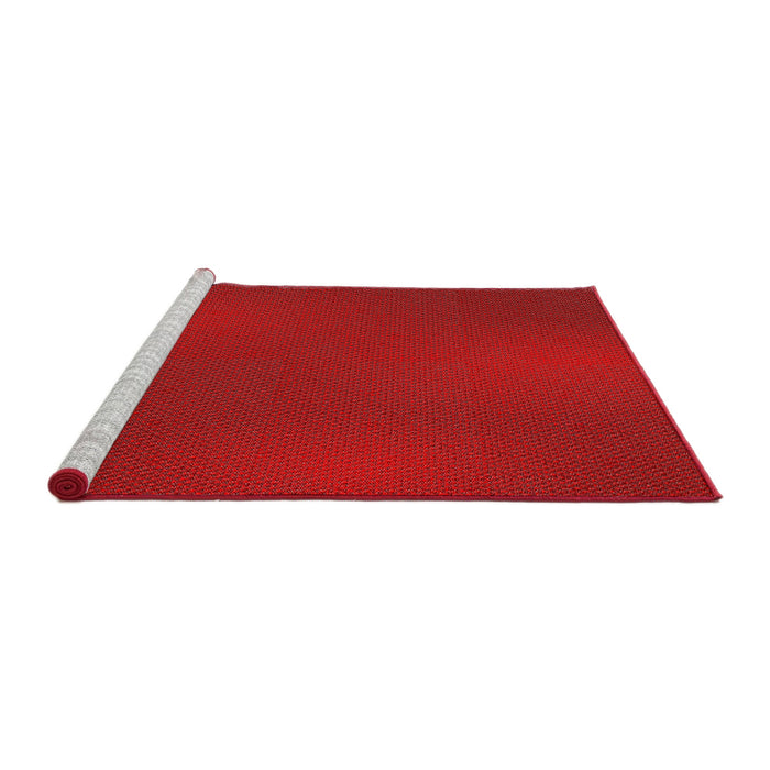 Serging Thickness of Machine Washable Transitional Fire Red Rug, wshpat2647
