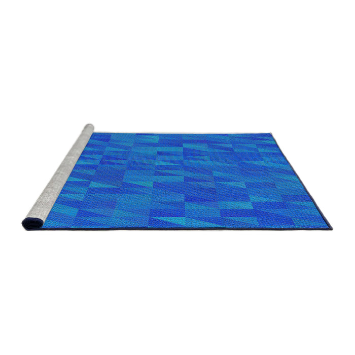 Serging Thickness of Machine Washable Transitional DeepSky Blue Rug, wshpat2648