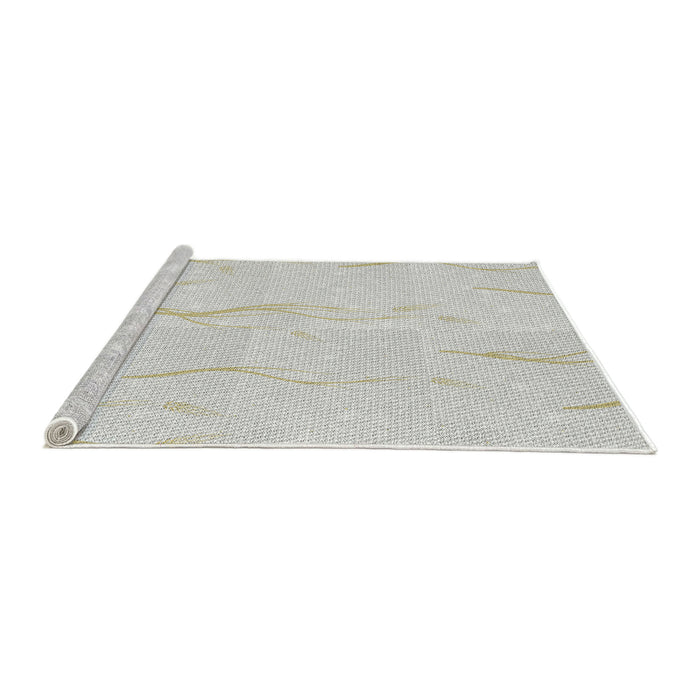 Serging Thickness of Machine Washable Transitional Pearl White Beige Rug, wshpat2654