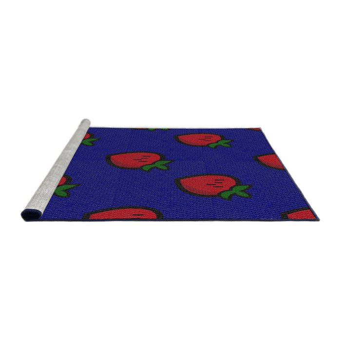 Serging Thickness of Machine Washable Transitional Deep Periwinkle Purple Rug, wshpat2655