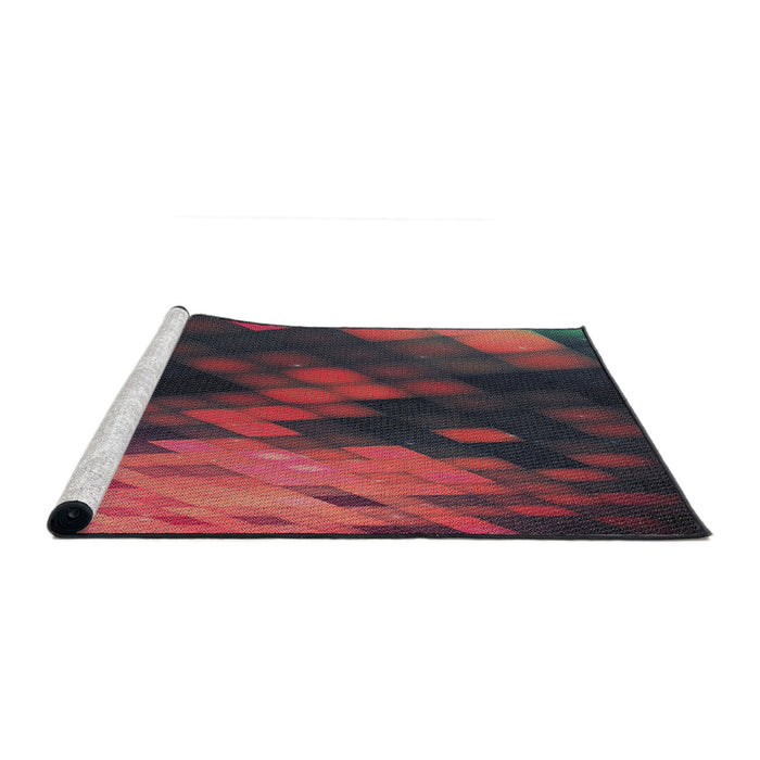 Serging Thickness of Machine Washable Transitional Raspberry Purple Rug, wshpat2656