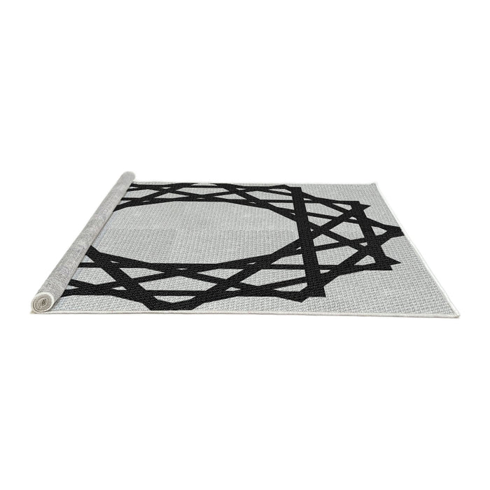 Serging Thickness of Machine Washable Transitional Light Black Rug, wshpat2662