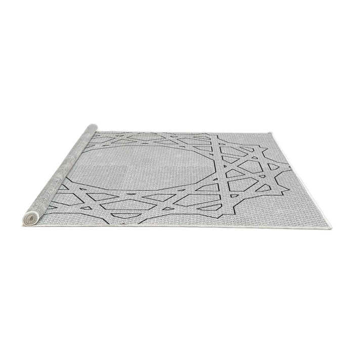 Serging Thickness of Machine Washable Transitional Gunmetal Gray Rug, wshpat2663