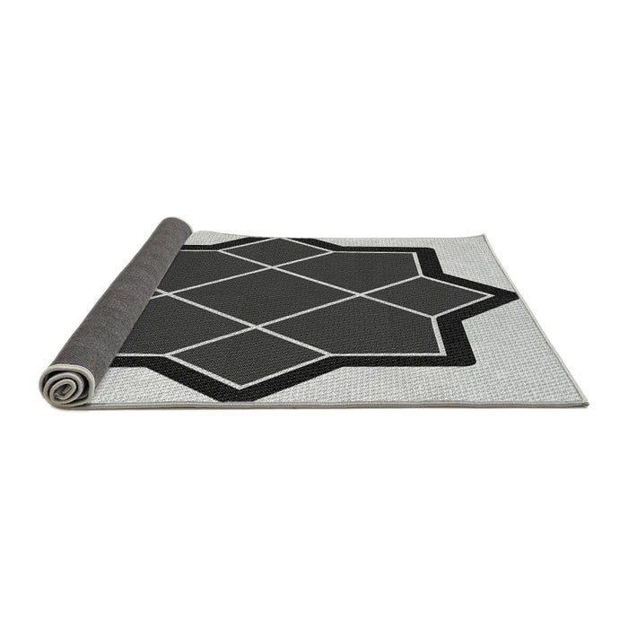 Thickness of Patterned Charcoal Black Novelty Rug, pat2664