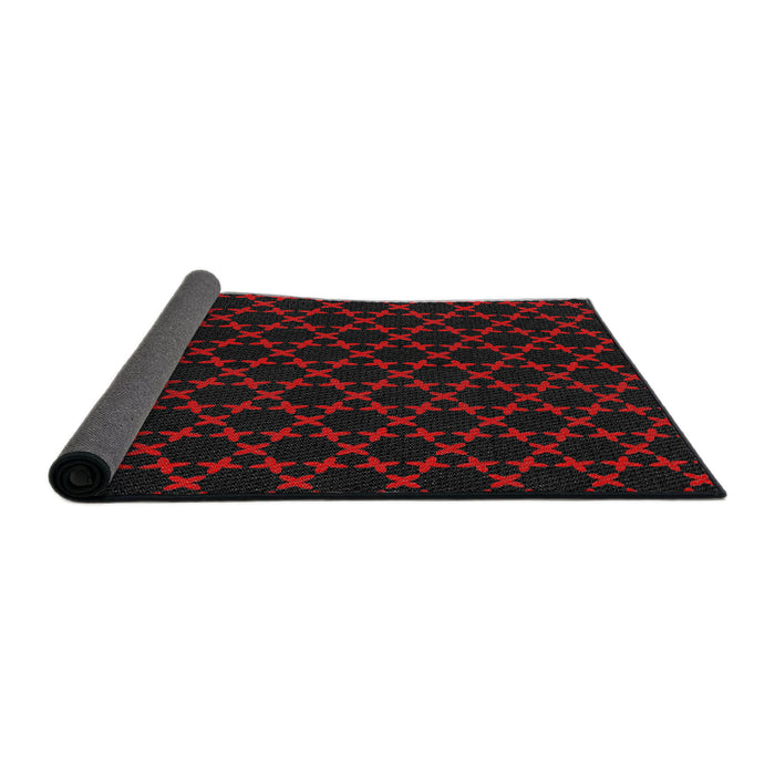 Thickness of Patterned Red Novelty Rug, pat2667
