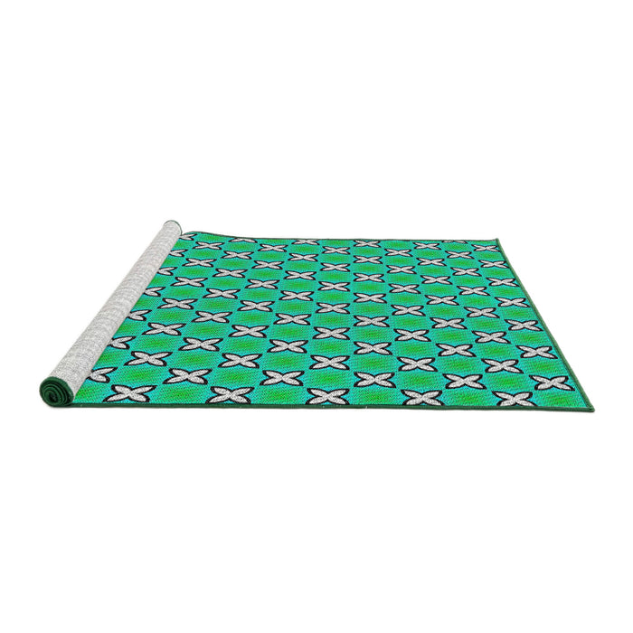 Serging Thickness of Machine Washable Transitional MediumSpring Green Rug, wshpat2669