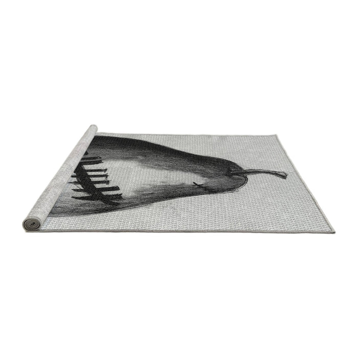 Serging Thickness of Machine Washable Transitional Platinum Gray Rug, wshpat2673