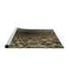 Serging Thickness of Machine Washable Transitional Brass Green Rug, wshpat2686