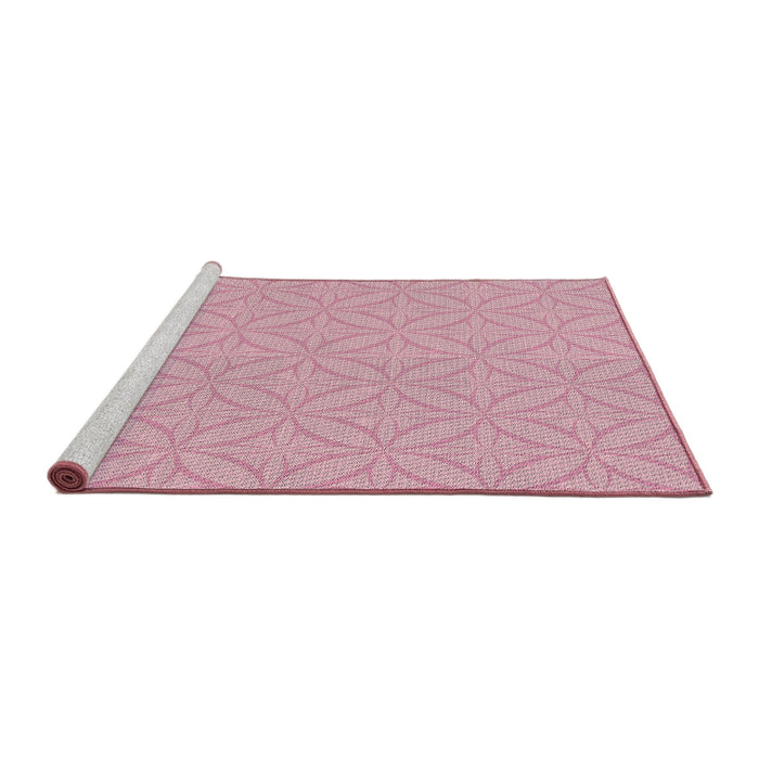 Serging Thickness of Machine Washable Transitional Purple Pink Rug, wshpat2691