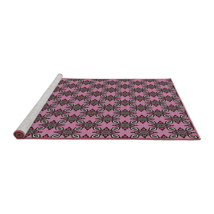 Serging Thickness of Machine Washable Transitional Cadillac Pink Rug, wshpat2692
