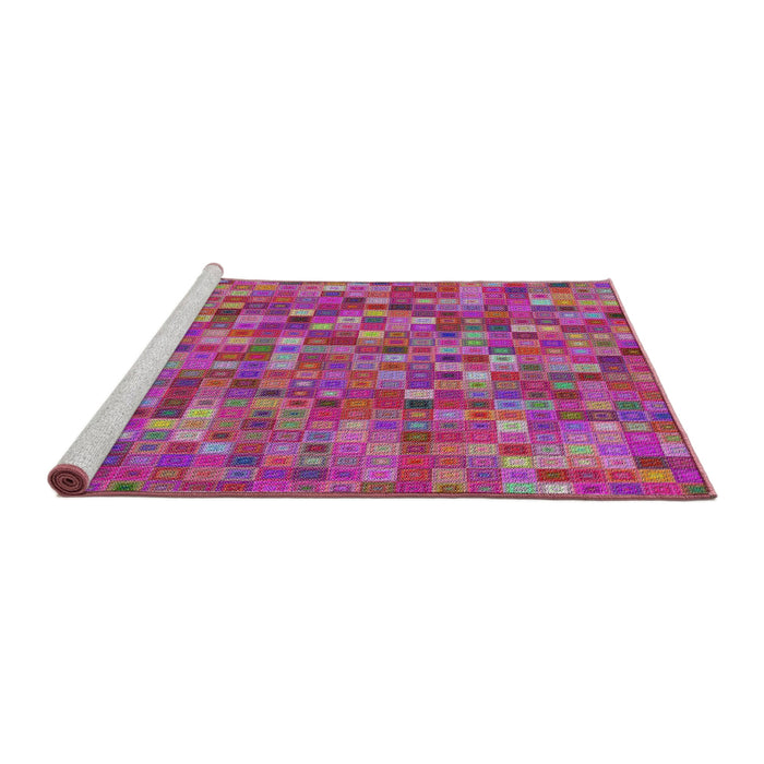 Serging Thickness of Machine Washable Transitional Medium Violet Red Pink Rug, wshpat2705