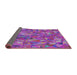 Thickness of Patterned Dark Violet Purple Modern Rug, pat2706