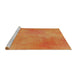 Serging Thickness of Machine Washable Transitional Orange Red Rug, wshpat271