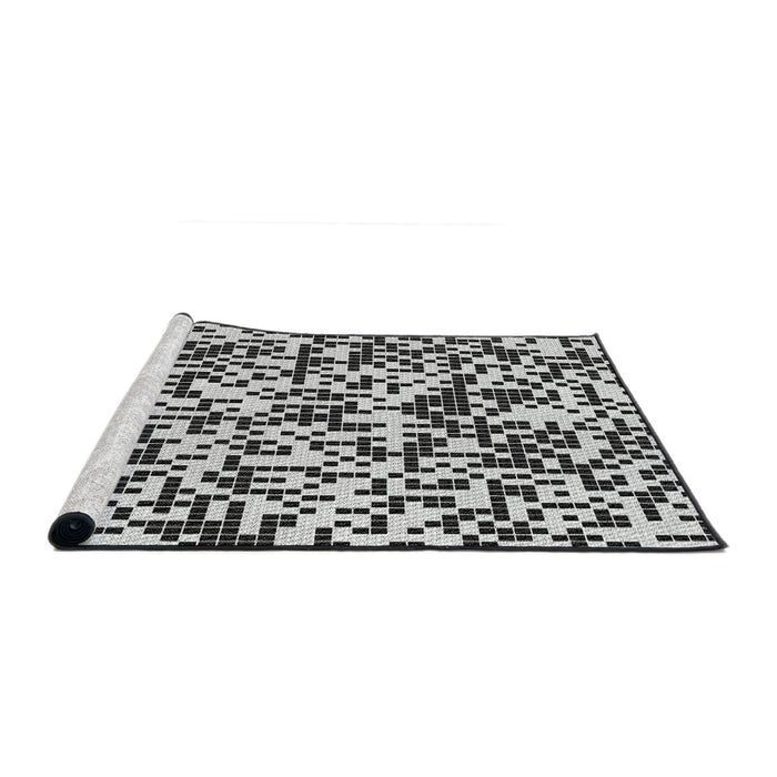 Serging Thickness of Machine Washable Transitional Charcoal Black Rug, wshpat2714