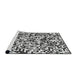 Serging Thickness of Machine Washable Transitional Charcoal Black Rug, wshpat2714