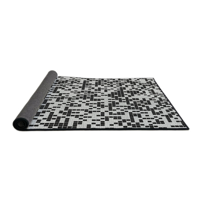 Thickness of Patterned Charcoal Black Novelty Rug, pat2714