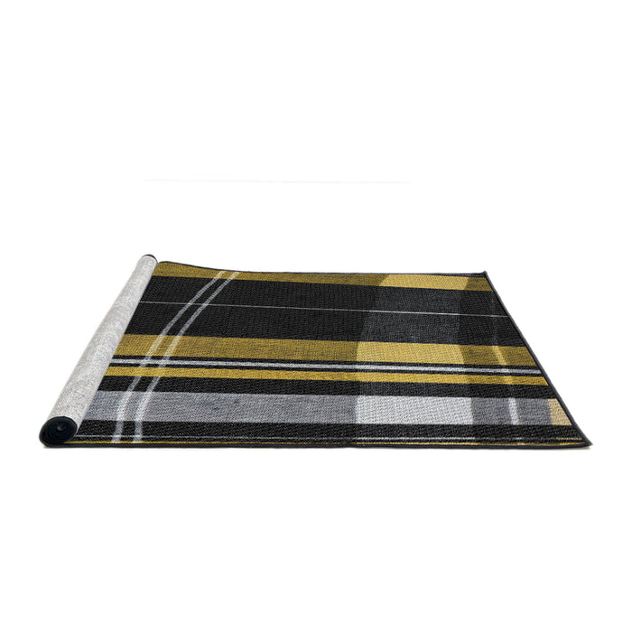 Serging Thickness of Machine Washable Transitional Midnight Gray Rug, wshpat2717