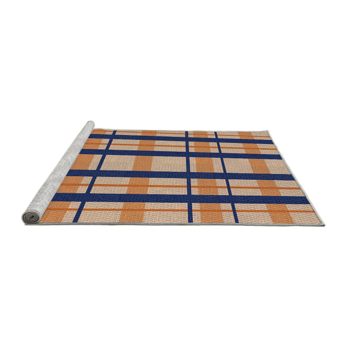 Serging Thickness of Machine Washable Transitional Brown Rug, wshpat2719