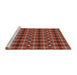 Serging Thickness of Machine Washable Transitional Copper Red Pink Rug, wshpat2722