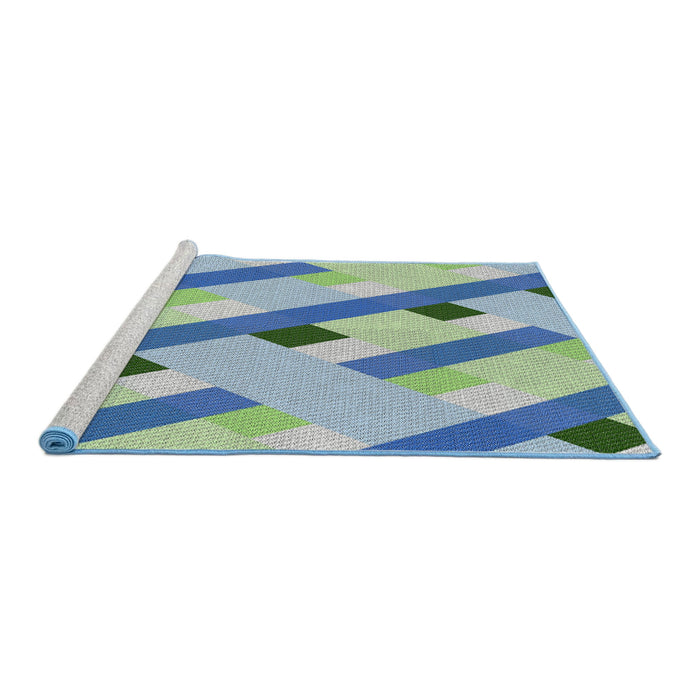 Serging Thickness of Machine Washable Transitional Steel Blue Rug, wshpat2724