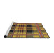 Serging Thickness of Machine Washable Transitional Gen Brown Yellow Rug, wshpat2727