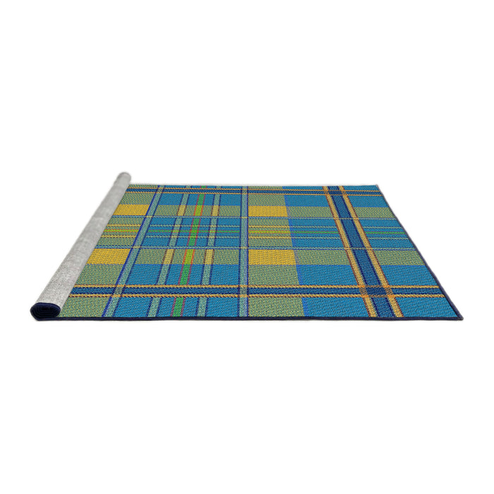 Serging Thickness of Machine Washable Transitional Blue Rug, wshpat2729